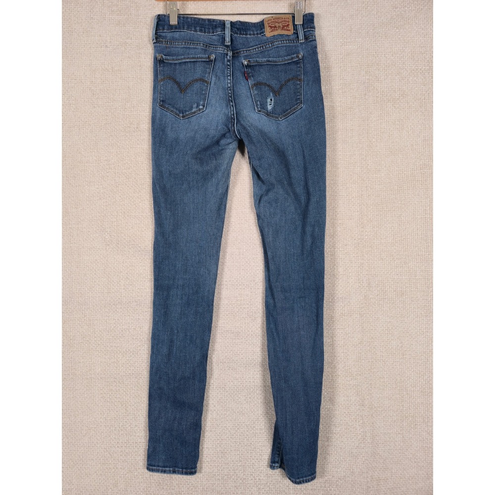 Levi Strauss Co 711 Skinny Jeans Distressed Blue Denim Women's Size 28 - Picture 2 of 9